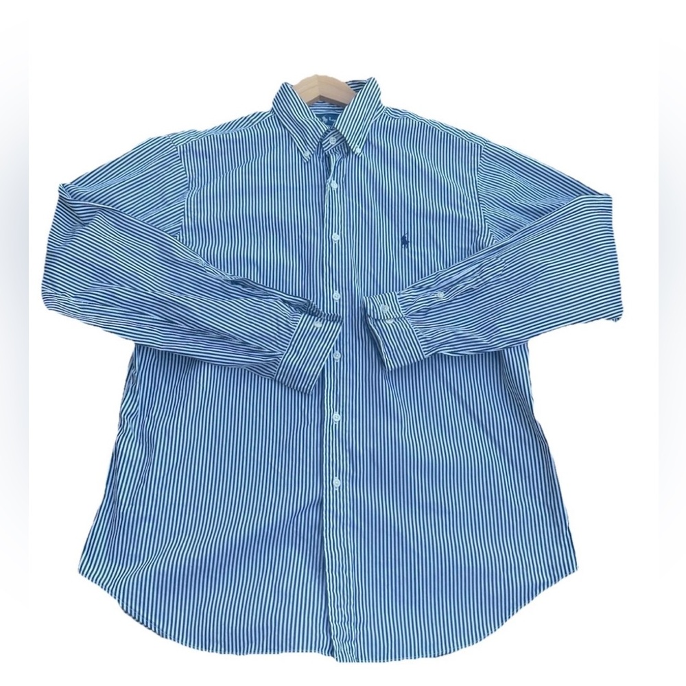 Ralph Lauren Blaire Long Sleeve Button-Up Blue Men's L Cotton Shirt (RN 41381) - Picture 3 of 9